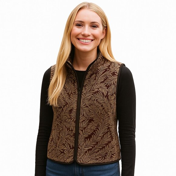Croft & Barrow Brown & Red Quilted Vest - Picture 1 of 9